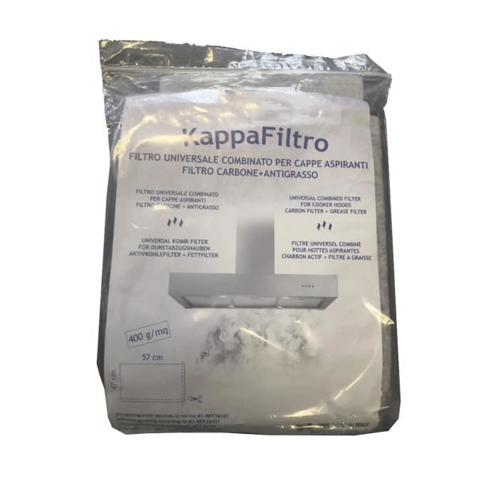 Filtre universel charbon actif + filtre à graisse 57x47cm - Hotte - TOUTES MARQUES (110260)