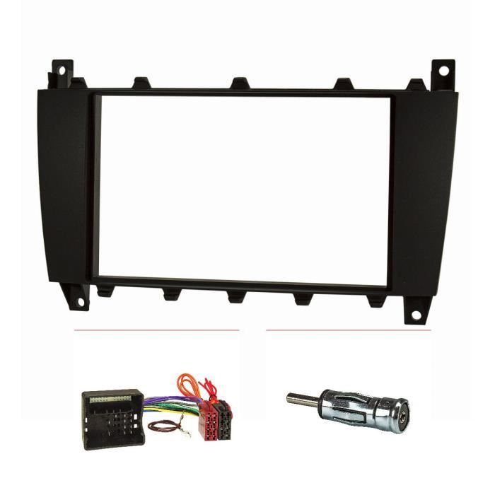 Lunette radio double din pour Mercedes Classe C w203 s203 clk clk Facelift clc Classe G noir avec adaptateur Quadlock iso,