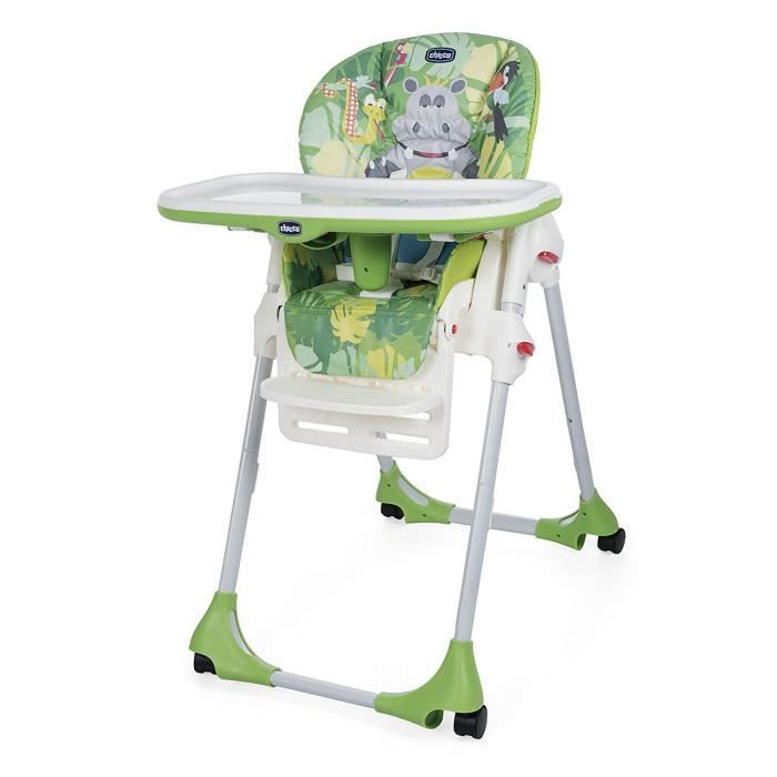 Chicco Polly Easy Chaise Haute avec 4 Roues Happy Jungle
