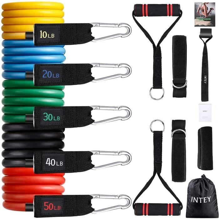 INTEY Bandes de Résistance Musculation, 13pcs Bandes Elastiques Fitness - Kits Sport avec 5 Tubes en Latex/Housse de Protection/Ancr