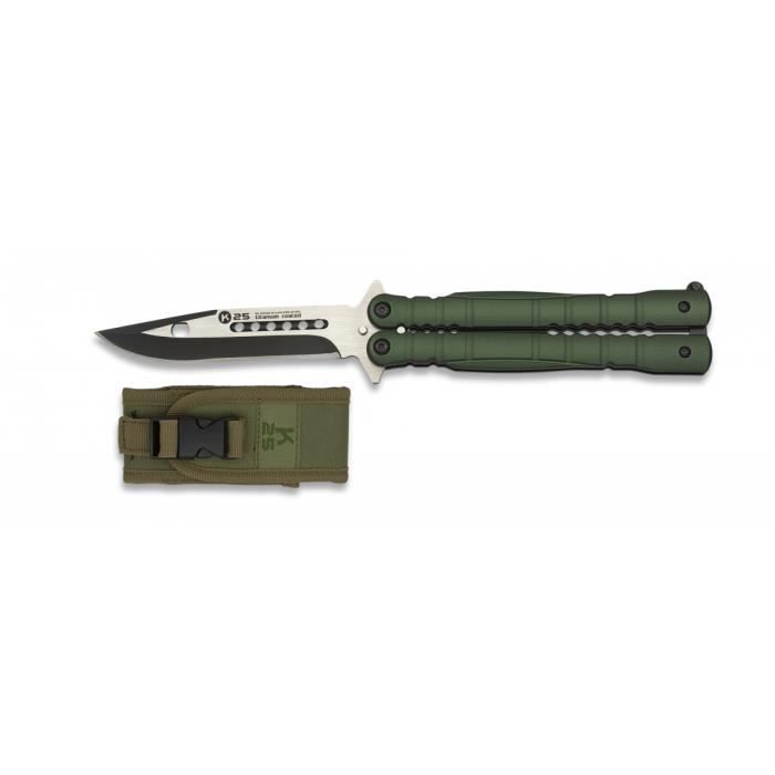 Couteau pliant papillon vert avec Etui en Nylon Machette / hache/ Couteau multifonction