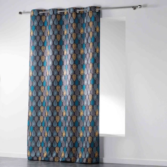 CDaffaires Rideau a oeillets 140 x 260 cm polyester imprime palpito Anthracite