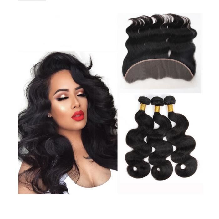 (30 30 30 hair + 22 )Brazillian vague de corps 3 faisceaux avec dentelle frontale unice cheveux 13*4 dentelle frontale fermeture