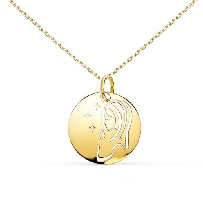 Collier - Médaille Vierge Or Jaune - Chaîne Dorée