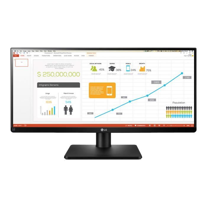 LG 29UB67-B Écran LED 29- 2560 x 1080 AH-IPS 300 cd-m² 1000:1 5 ms 2xHDMI, DVI-D, DisplayPort haut-parleurs noir mat