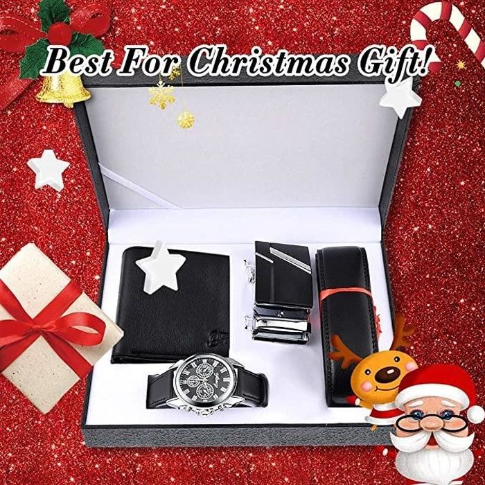 Coffret Cadeau Montre pour Homme Ensemble Montre Ceinture Portefeuille Cadeau Noel ST Valentin