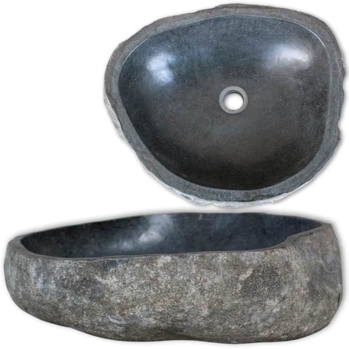 Lavabo en pierre de rivière Vasque à Poser Vasque à trou Lavabo pour robinet salle de bainOvale 40-45 cm