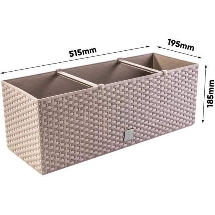 PROSPERPLAST Jardinière rectangulière mocca arrosage automatique 17l.