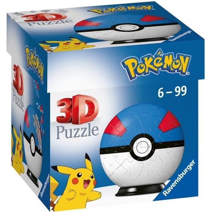 POKÉMON Puzzles 3D Ball 54 pièces - Super Ball - Ravensburger - Puzzle enfant 3D sans colle - Dès 6 ans