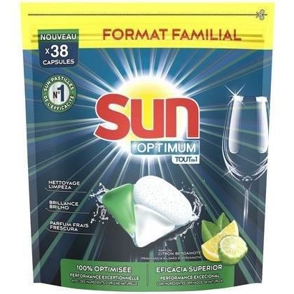 SUN Tablettes lave-Vaisselles Tout en 1 citron bergamote - x38 capsules