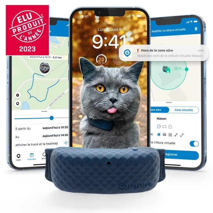 Tractive GPS CAT 4 - collier GPS pour chat avec suivi d'activité - bleu nuit