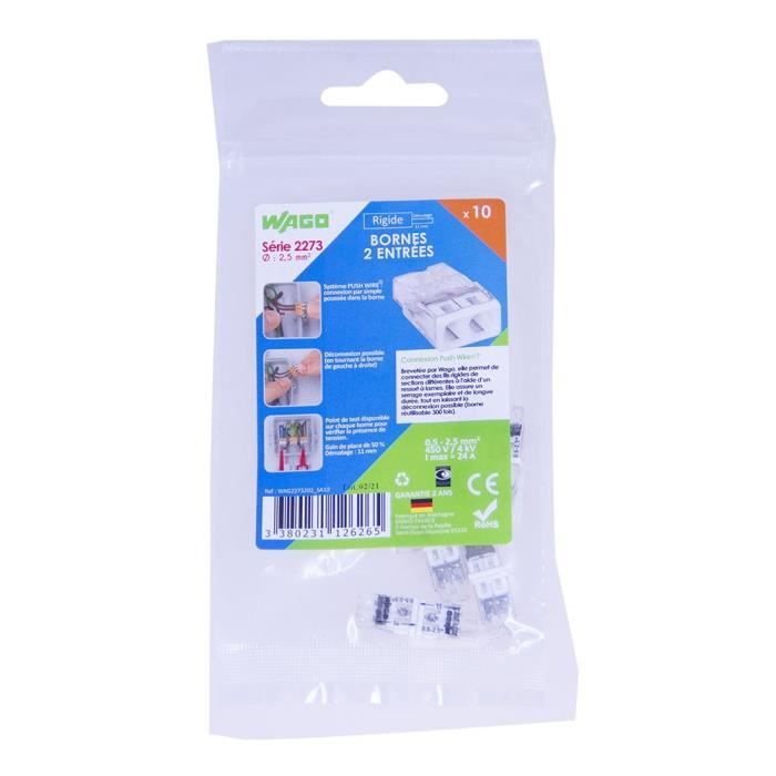 WAGO Sachet de 10 bornes 2 entrées Série 221