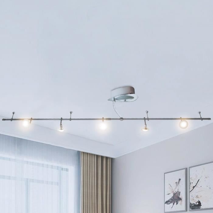 Plafonnier déformable 5 spots orientables inclinables comp LED 35w acier brossé