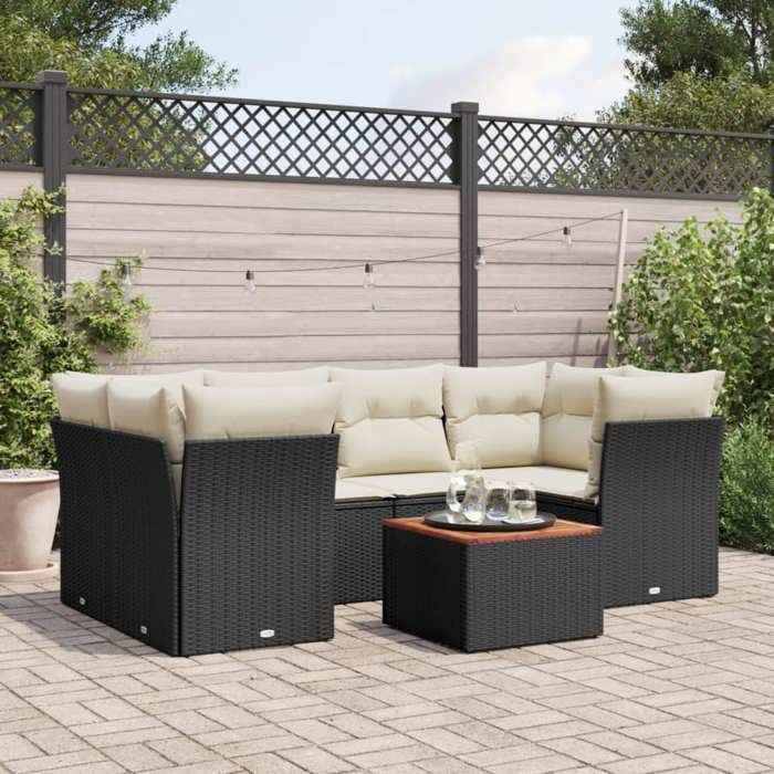 VIDAXL Salon de jardin avec coussins 7 pièces