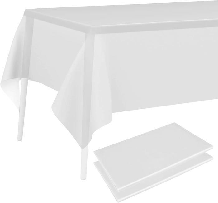 QWORK® Lot de 20 nappes longues en plastique blanc, 274 x 137 cm, imperméables, pour restaurants, mariages, fêtes et événements spéciaux (noir