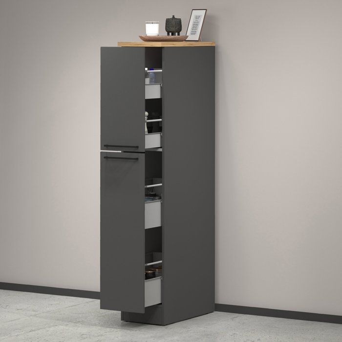 Dmora - Garde-manger de cuisine Atrax 30x60xh165 cm Anthracite Chêne Panneau effet bois Dmora - Garde-manger de cuisine Atrax 30x60xh165 cm Anthracite Chêne Panneau effet bois
