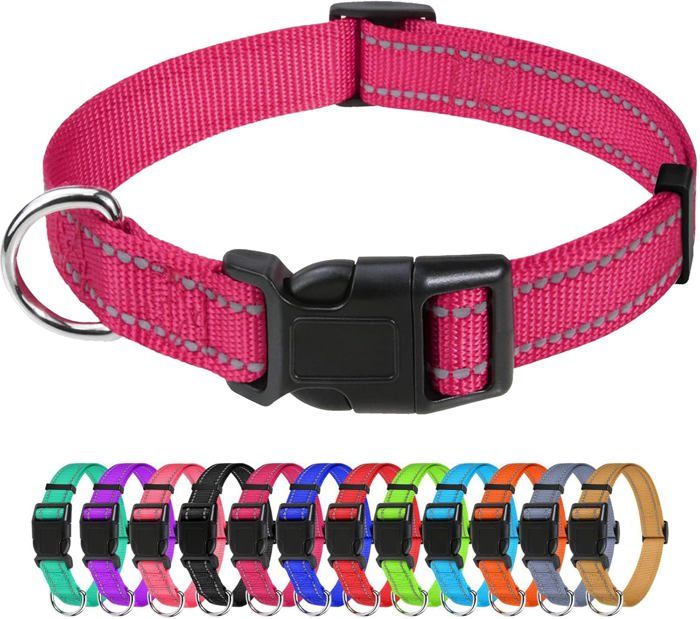 Meilleurs prix pour Collier pour Chien, Collier en Nylon Réfléchissant Réglable Classique Convient pour Petit Chiens,Rose Vif,2.0cm Largeur ,S,30-40cm