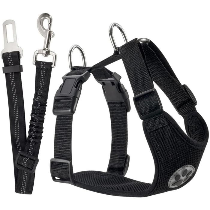 Meilleurs prix pour Harnais pour chien avec ceinture de sécurité pour voiture (noir, M)