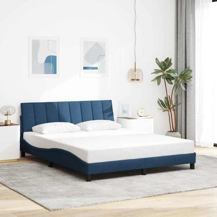 vidaXL Cadre de lit sans matelas Hanko bleu 160x200 cm tissu 3310404