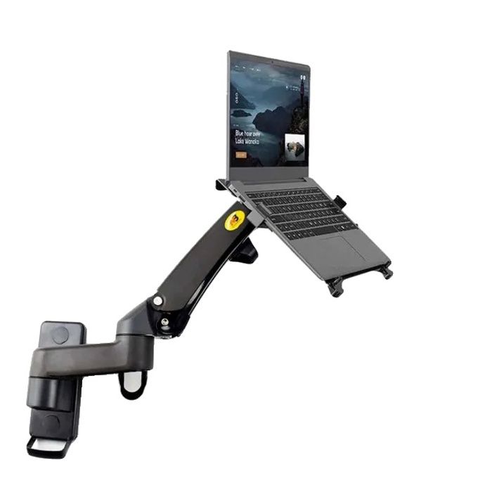 Bras Mural Gaz 2-en-1 Pour Ordinateur Portable 10-17" Et Écran 17-40" | Support Réglable, Gain De Place, Charge Max 12 Kg