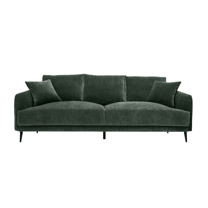 Miliboo - Canapé design 3 places en tissu effet velours vert kaki et métal noir JERRY Miliboo - Canapé design 3 places en tissu effet velours vert kaki et métal noir JERRY