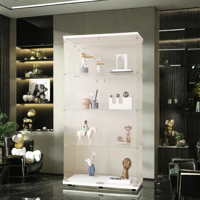 Vitrine en verre - Vitrine en Verre - 2 portes - 4 étagères - Verre trempé