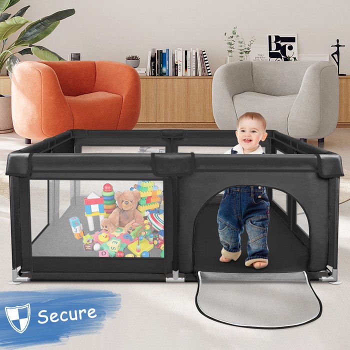 Parc Bébé Teddle Modulable 180x150 Cm Avec 50 Balles - Parc Pliable Intérieur Extérieur Gris - Conforme Normes EU