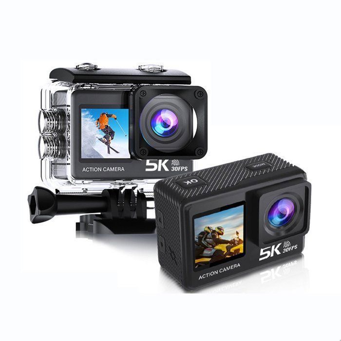 Caméra Sport 5K 30FPS170°Grand-AngleEIS30M Étanche Kamera2.4G WiFi avec télécommandeNoir