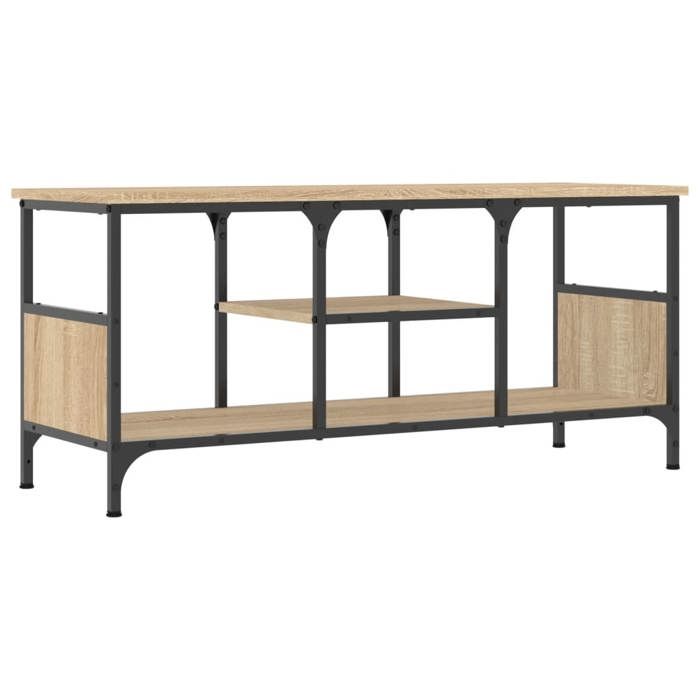KENNETH@ Meuble TV - Rangement sophistiqué - faciles à nettoyer - chêne sonoma 100x35x45 cm bois dingénierie et fer CL9082784