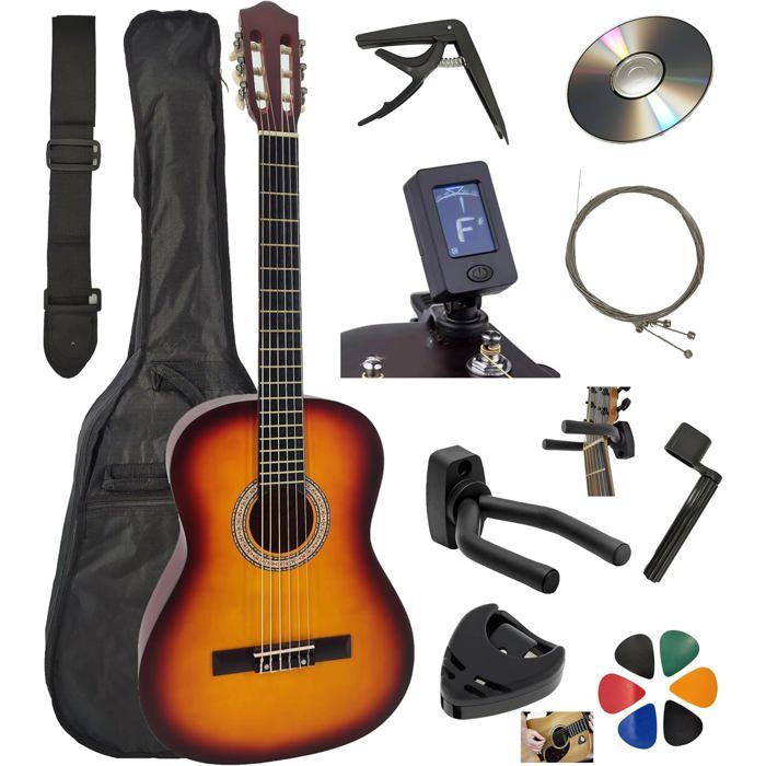 Pack Guitare Classique 3/4 AMROVA pour Enfants : Le Cadeau Parfait pour Débuter la Musique avec Tout l’Équipement Nécessaire (64,99 €)
