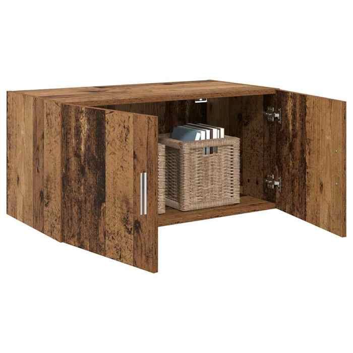 Armoire murale en bois dingénierie - vidaXL - 80x42.5x40 cm - Bois ancien - 2 portes - Montage mural