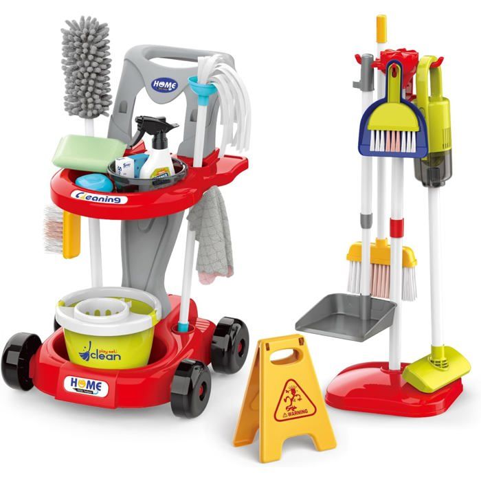 Kit De Nettoyage Jouet Greyghost – 14 Accessoires Pour Enfants (balai, Serpillière, époussette…)
