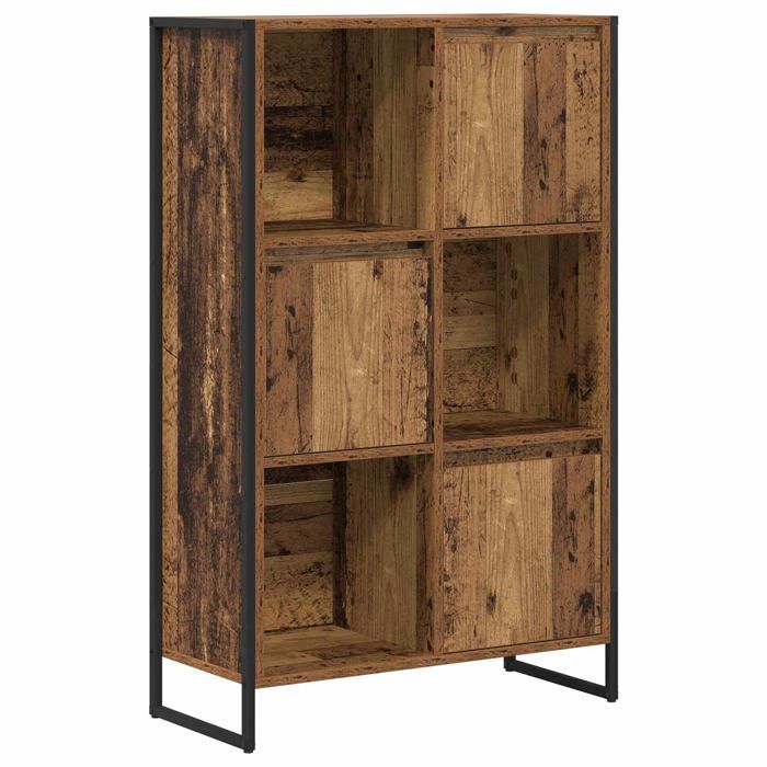 Bibliothèque en bois dingénierie - vidaXL - Bois Ancien - 68x30x108.5 cm - 3 portes - Durable - Assemblage requis