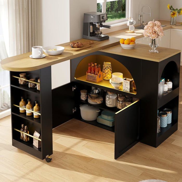 Table de Bar avec LED, Table Basse Réglable en Hauteur, Table avec ...