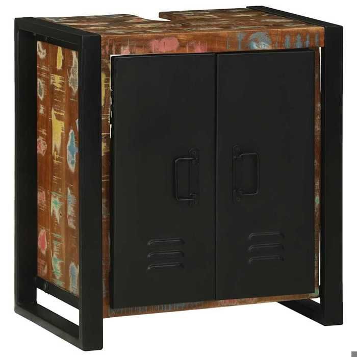 Soldes Printemps Mobilier de salle de bain 2 pièces - SOLOMOON - montage simplifié - Bois Recyclé Solide SSS619
