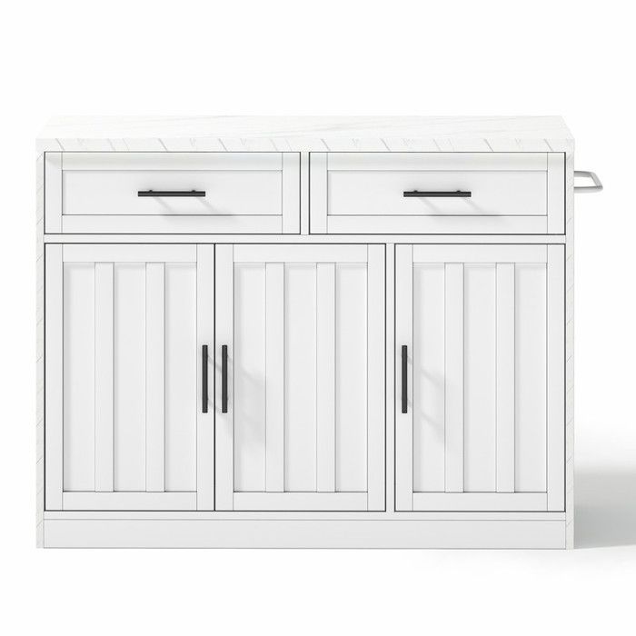 120x60x91cm îlot de cuisine prises ports USB cordon Dalimentation de 1 5 m de long étagères réglables blanc