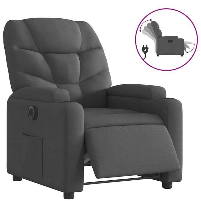 Les Soldes Fauteuil inclinable (1 PLACE) - CLOUD - Capacité de charge max. : 110 kg - électrique Gris foncé Tissu J4489