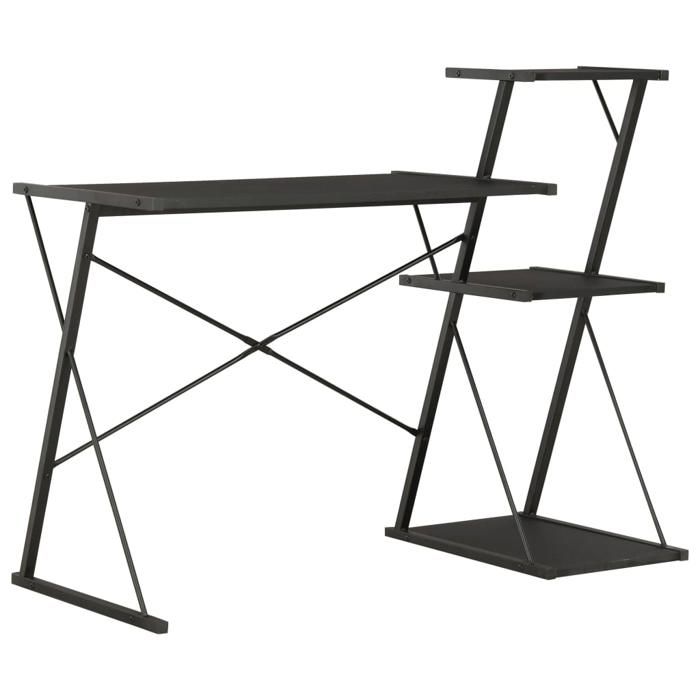 Best 2026 - BUREAU Noir KENNETH - 1 PCS - Table décriture avec étagère Noir 116x50x93 cm1904