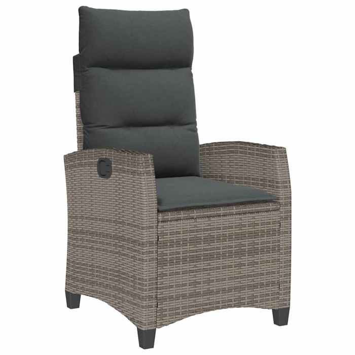 STAR SALE® Chaise de jardin(1 PC) - Fauteuil relax - inclinable avec table dappoint gris polyrotin 65x58x94 cm T3443