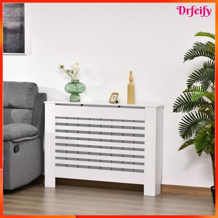 16800 Cache-radiateur couverture radiateur Design à Lattes Panneau Cabinet dim. 112L x 19l x 81H cm MDF Blanc