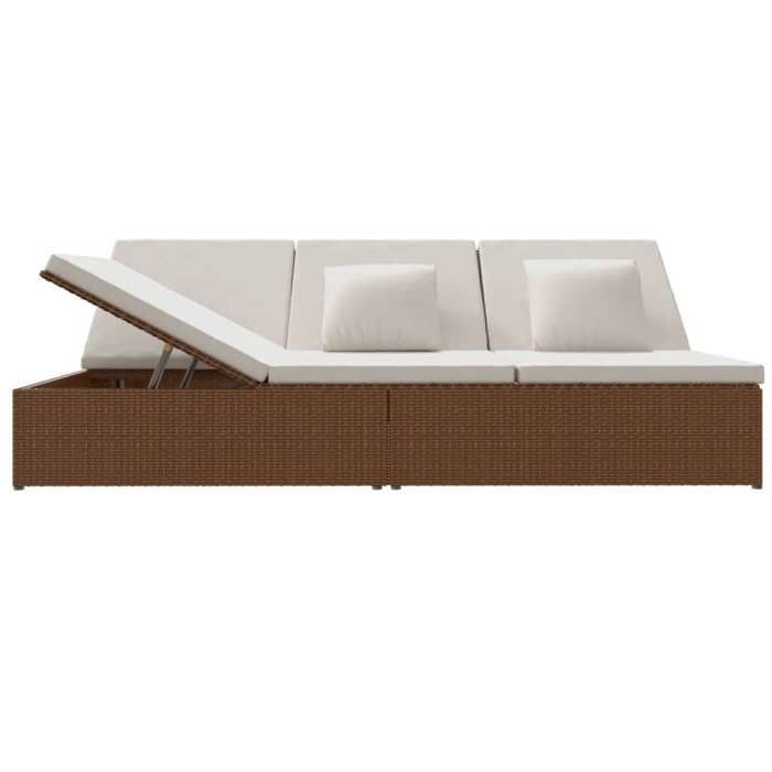 (Promo 2026)Transat convertible 1 pcSHIELD Fauteuil long de piscinearrière-cour avec coussins Résine tressée Marron 200x121x31/4