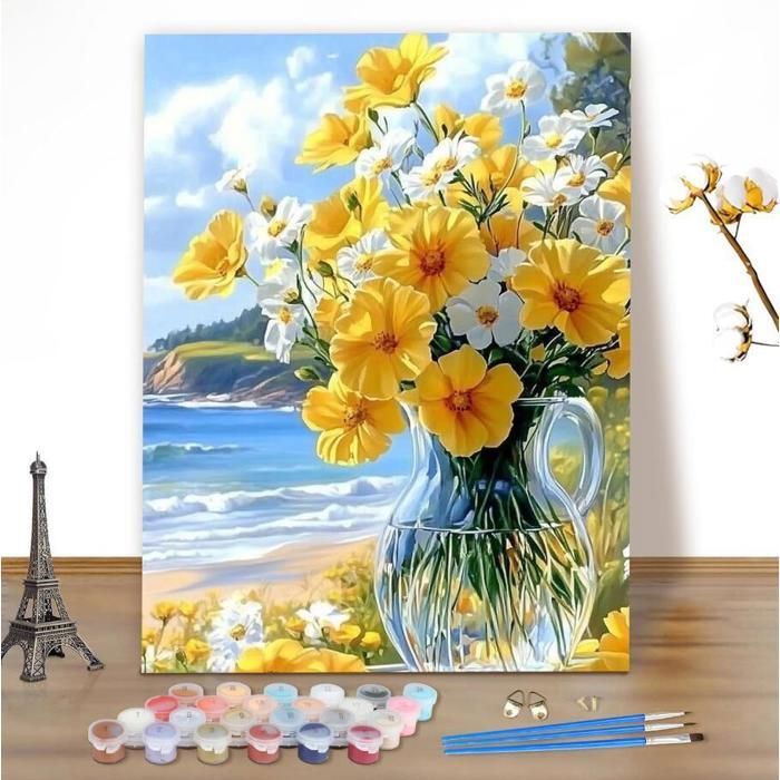 QENSPE Peinture par Numéros Adulte Bonsaï DIY Peinture Numero Adulte Débutants 30x40cm Plantes Numéro d'Art Kit Paint by Numbers for Adults Décoration Murale et Cadeaux Pour La Maison