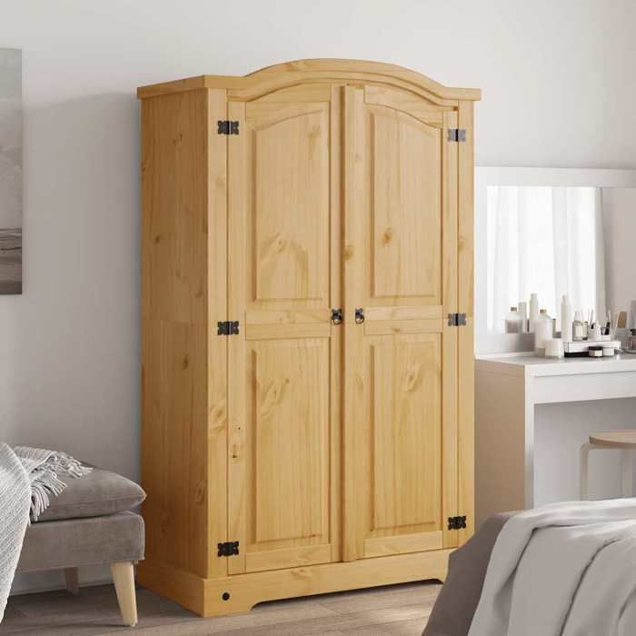Brun Penderie de Rangement - Magnifique Garde-robe - charge 3 kg par compartiment - avec 2 portes Gamme Corona pin mexicain CL754836
