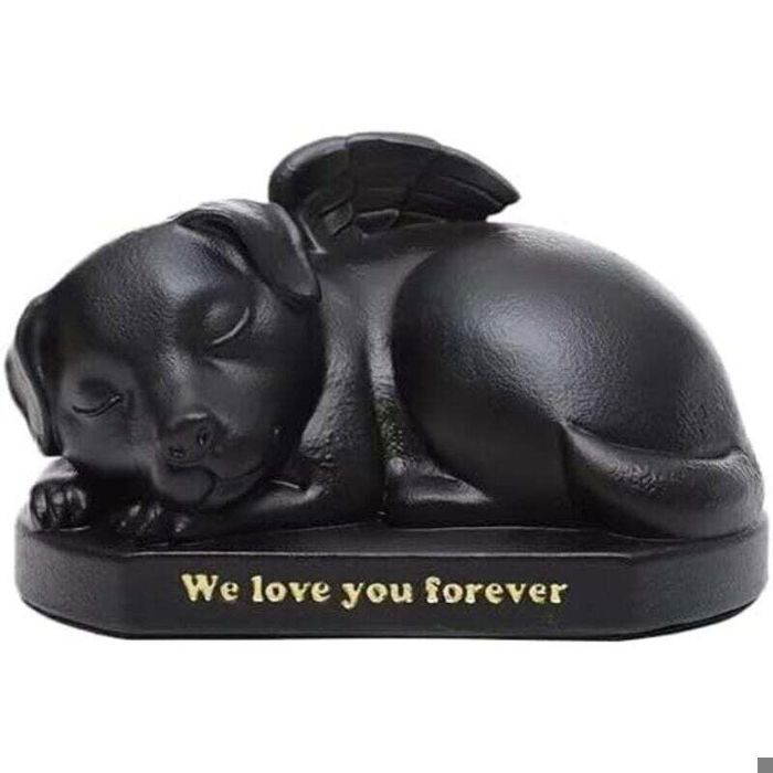Meilleurs prix pour Urne funéraire pour chien - PZCC - Noire - Ailes dange - Inscription « Nous taimons pour toujours »