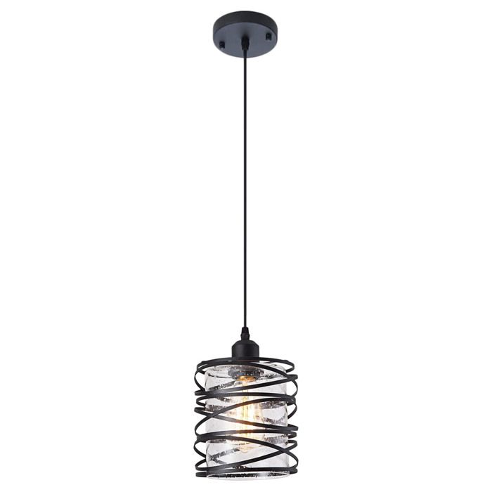 Suspension Luminaire - SMOTOP - Verre à bulles - Cordon de suspension réglable - E27 60W