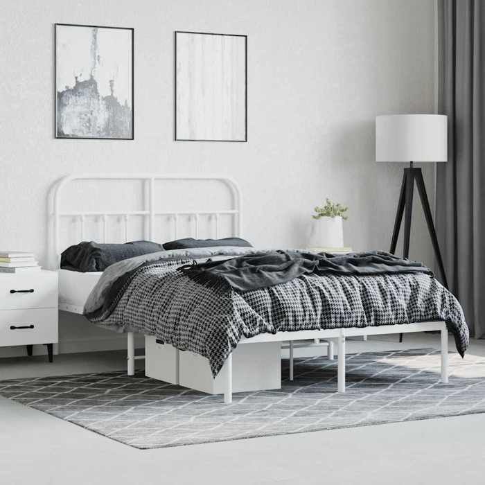 Lit 120x190 cm Lit simple VIDAXL Cadre de lit MODERNE métal sans matelas et tête de lit blanc L9497