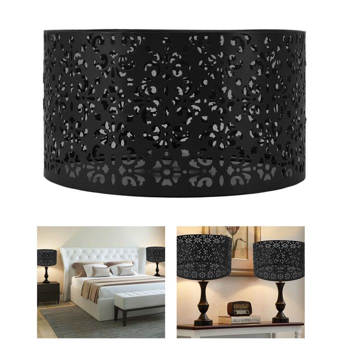 Abat-jour décoratif – Nosheir – Fer ajouré 22 cm – Lumière douce & style rétro – pour salon chambre bureau – noir