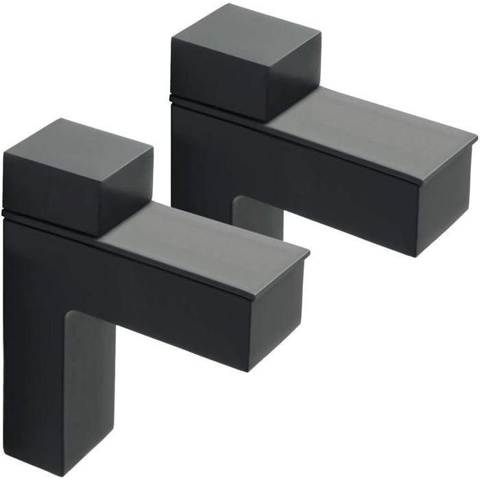 2 pinces support étagère noires mates EBL008B-2P alliage zinc réglables pour panneau verre/bois 5-30 mm épaisseur fixation murale