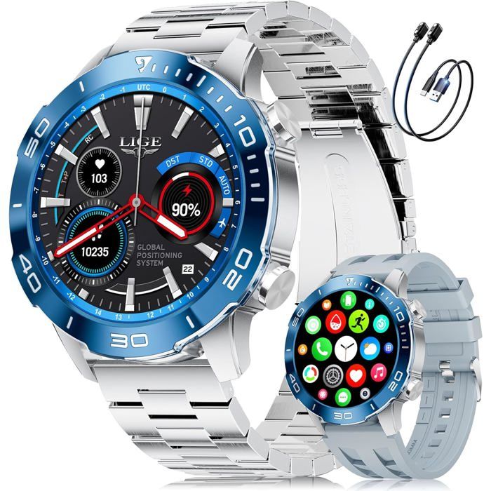 Montre Connectée Homme 1.43 Smartwatch Avec 24/7 Fréquence Cardiaque Spo2 Durée Du Sommeil Pour An Oid/Ios Étanchéité I[WW201]