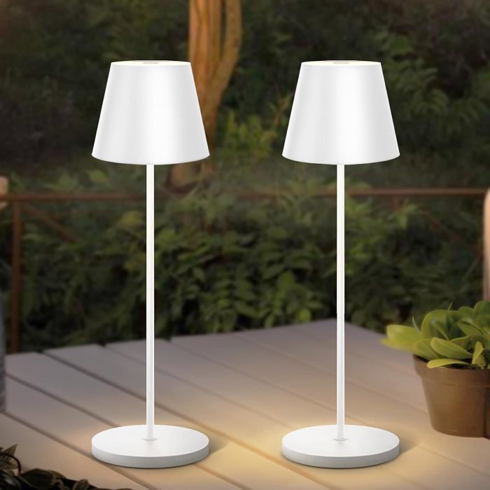 Lampe De Chevet Tactile Sans Fil Lot De 2 Petite Metal Lampe Led Rechargeable Pour Table Bureau La Chambre Salon&Exterieur[LL353]